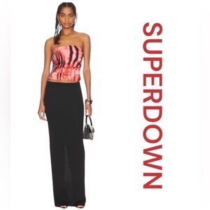 SUPERDOWN Della Ruched Strapless Top, Silicon Rubber At Bodice, Size M.